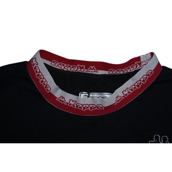 Kappa Black T-Shirt Men’s Small Logo Collar Detail Streetwear Tee - Picture 3 of 5